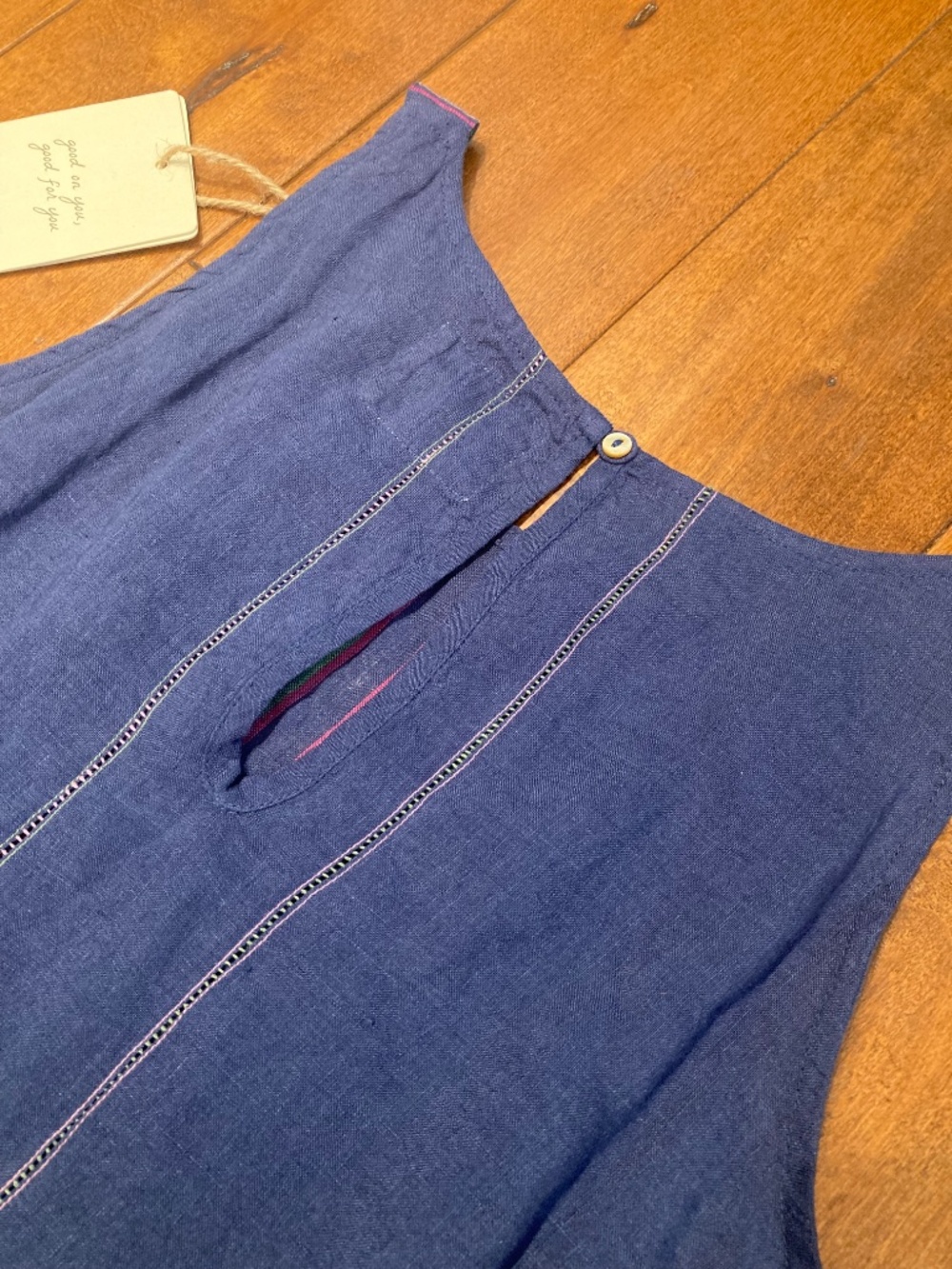 Manan 100% linen sleeveless indigo dress - Picture 5 of 11